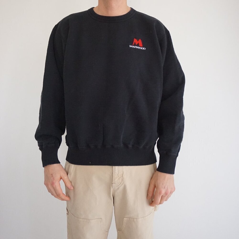 Vintage Redwood Classics Black Marwood 100% Cotton Crewneck Sweater M